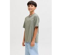 Jack & Jones Junior Boys Back Print Relaxed Short Sleeve Tshirt, Khaki, Size 12 Years Khaki