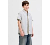 Jack & Jones Junior Boys Devin Stripe Short Sleeve Shirt, Vetiver, Size 10 Years Vetiver