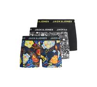 Jack & Jones Junior Boy's Jacsugar Skull Trunks 3 Pack. Jr Boxer Shorts, Black/Detail: Black - Blazing Yellow., 176 UK