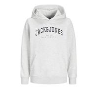 JACK&JONES JUNIOR Boy's JJECALEB Varsity Sweat Hood SN JNR Sweatshirt, White Melange/Fit:Loose, 164