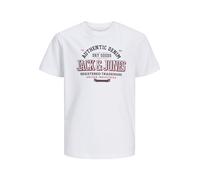 JACK&JONES JUNIOR Boy's JJELOGO TEE SS O-Neck 2 COL NOOS MNI T-Shirt, White/Print:Navy Blazer + True RED,