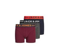 Jack & Jones Junior Boys Lichfield 3 Pack Trunks - Dark Grey/Navy/Burgundy, Dark Grey/Navy/Burgundy, Size Age: 16 Years Dark Grey/Navy/Burgundy