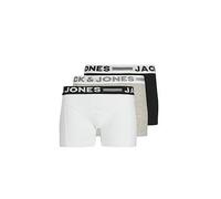 Jack & Jones Junior Boys Sense 3 Pack Trunks, White/Grey/Black, Size Age: 6 Years White/Grey/Black