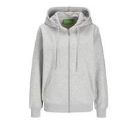 JJXX Women's Jxabbie RLX Ls Every Zip Hood SWT Noos Sweatshirt Jacket, Light Grey Melange/Print: Bright White Logo, M