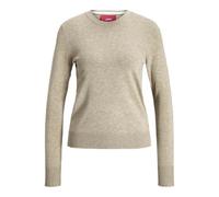 JJXX Women's Jxcara Comfy Crew Neck Knit Longsleeve T-Shirt, Feather Gray/Detail:/Vanilla Ice, S
