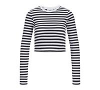 Jack & Jones Jxfeline STR LS Stripe Rib Tee JRS Noos, Bright White/Stripes: Black, XS