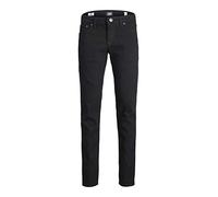 JACK & JONES Kids Boys Denim Jeans Glenn Slim Fit Stretch Adjustable Waist Zip Fly, Black Colour, UK Size 8 Years
