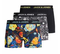 JACK & JONES Boys Jacsugar Skull Trunks 3 Pack. Jr Boxer Shorts, Black/Detail: Black - Blazing Yellow., 128 UK