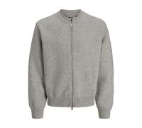 JACK & JONES Knit Zip Jcoscope Bomber Jacket with Zip, Light Grey Heather, XL, Men's, Light Grey Heather, XL