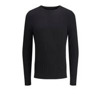 JACK & JONES Men's Jjeemil Knit Cable Crew Neck Noos, Black, L