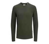 JACK & JONES Men's Jjeemil Knit Cable Crew Neck Noos, Green (Duffel Bag), S