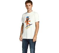JACK & JONES Mens Crew Neck T-Shirt Short Sleeve Regular Fit Xmas Tee Casual Cotton Blend T-Shirts for Men UK, Cloud Dance Colour, Size: M