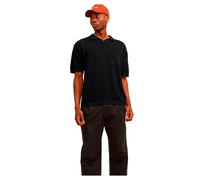 Jack & Jones Linen Knit Short Sleeve Polo Black M Men
