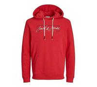 Jack & Jones Logo Print Cotton Blend Hoodie True Red