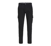 JACK & JONES Male Cargo Trousers Carrot Fit Cargo Trousers, Black/Details:Solid, 28 W/ 30 L