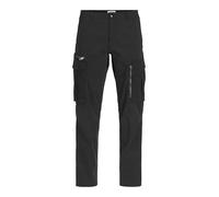 JACK & JONES Male Cargo Trousers Loose Cut Cargo Trousers, Black, 33 W/30 L
