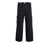 JACK & JONES Male Cargo Trousers Wide Leg Fit Cargo Trousers, Black, 34 W/32 L