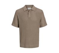 JACK & JONES Male Knitted Polo Plain Knitted Polo Shirt Greige