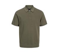 JACK & JONES Male Knitted Polo Plain Knitted Polo Shirt, Tea Leaf, L