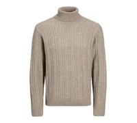 JACK & JONES Male Knitted Turtleneck Plain Knitted Turtleneck, Greige/Detail:Melange, S