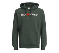 JACK & JONES Male logo hoodie, Green (Rosin/Reg Fit - Melange), XS