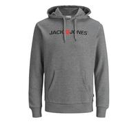 JACK & JONES Male logo hoodie, Grey (Medium Grey Melange/Reg Fit), S