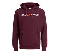 JACK & JONES Male logo hoodie, Red (Port Royale/Reg Fit), M