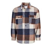 Jack & Jones Plus Ollie Check Overshirt, Navy Blazer, Size 2Xl, Men Navy Blazer