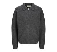 JACK & JONES Men's Jprccfox Knit Zip Cardigan Sweater, Dark Grey Blend, M