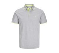 JACK & JONES Men's Jjepaulos Polo SS Noos Shirt, Light Grey Melange/Detail: neon, L