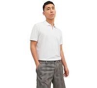 JACK & JONES Men's Jprblascott Zip SS Polo Sn Shirt, Bright White, L