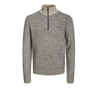 Jack & Jones Male Quarter Zip Mottled Knitted Jumper with Half Zip, Peyote, S