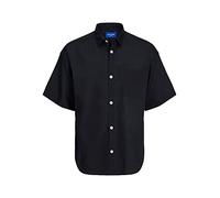 JACK & JONES Male Short Sleeve Linen Shirt, Black, L