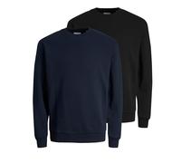 JACK & JONES Male Sweatshirt Plain Sweatshirt, Pack of 2 (Navy Blazer/Black), S