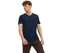 JACK & JONES Men's Jjeorganic Basic Tee Ss V-Neck Noos T-Shirt, Blazer Navy, XS