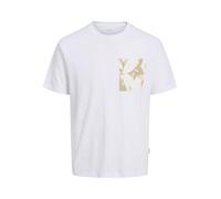 JACK & JONES Male T-Shirt Printed Crew Neck T-Shirt, Bright White, XS