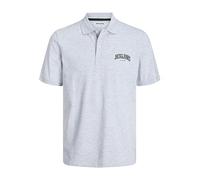 JACK & JONES Male T-Shirt Printed Polo Collar T-Shirt, White Melange, L