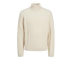 JACK & JONES Male Turtleneck Pullover Plain Turtleneck Sweater, Summer Sand/Detail: Melange, S