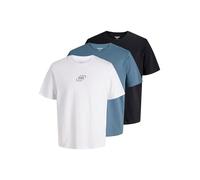 JACK & JONES Men’s 3 Pack T-Shirt | Crew Neck Cotton Tee Multipack | Casual Short Sleeve Top | UK Size - L Black