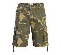 JACK & JONES Men’s Cargo Shorts, Mid Rise Regular Fit Utility Cargo Shorts with Multiple Pockets, Casual Summer Workwear Shorts, Forest Night Colour, UK Size - L