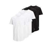 JACK & JONES Men’s Cotton T-Shirt - 5-Pack (3 White, 2 Black) Classic Short Sleeve Crew Neck - Soft & Breathable Jersey Fabric with Curved Hem - Long Line Fit Tees - Ideal for Everyday Wear (Size-XL)