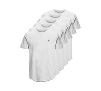 JACK & JONES Men’s Cotton T-Shirt - 5-Pack White Tees - Regular Fit Crew Neck Short Sleeve - Soft & Breathable Fabric - Everyday Casual Wear - Durable & Lightweight Tees (Size - M)