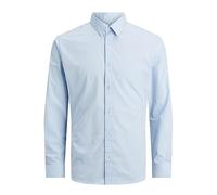 JACK & JONES Men’s Long Sleeve Shirt, Plain Cotton Button-Down Casual Shirt with Full Front Fastening and Classic Collar - Smart Casual Style, UK Sizes XS-XL