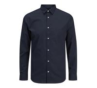 JACK & JONES Men’s Long Sleeve Shirt, Plain Cotton Button-Down Casual Shirt with Full Front Fastening and Classic Collar - Smart Casual Style, UK Sizes XS-XL