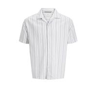 JACK & JONES Men’s Short Sleeve Shirt, Casual Button Down Striped Summer Shirt for Men, UK Size - XL