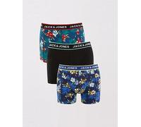 Jack & Jones Men's 3 Pack Flower Print Boxer Briefs, Black, Size M, Men Black