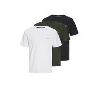 JACK & JONES Mens 3 Pack T-Shirts Solid Colours Breathable Cotton Crew Neck Multipack T-Shirt for Men, Pack of 3, Size: S