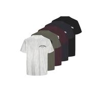 JACK & JONES Mens 5 Pack T-Shirt Set Cotton Crew Neck Tees with Front Logo Durable Short Sleeve Shirts for Casual, Gym, and Lounge Wear, Size: S