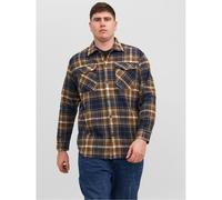 Jack & Jones Mens and Eddie Overshirt Plus Size in Otter - Black & Silver - Size 2XL
