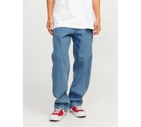 Jack & Jones Mens and Eddie Worker Wide Leg Relaxed Fit Jeans in Blue Denim